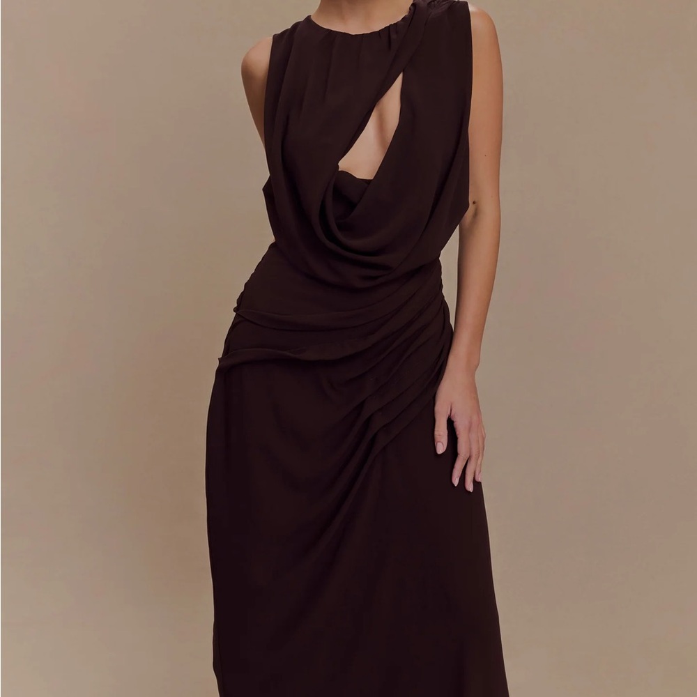 Meshki Chocolate Brown Backless Dress